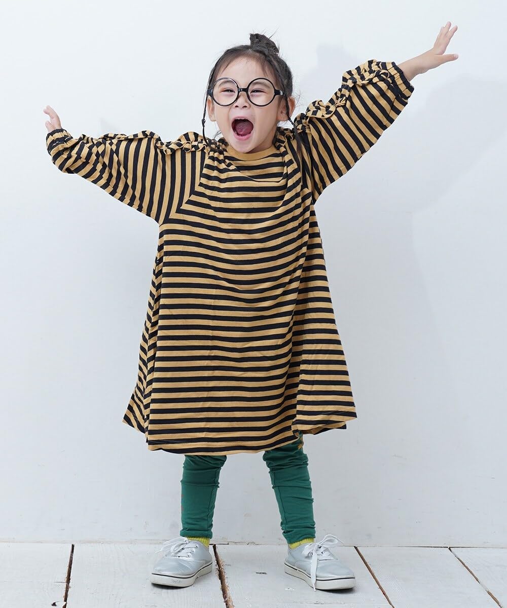 마키즈 프릴 슬리브 스트라이프 원피스 B92 블랙보더 90 이미지 5