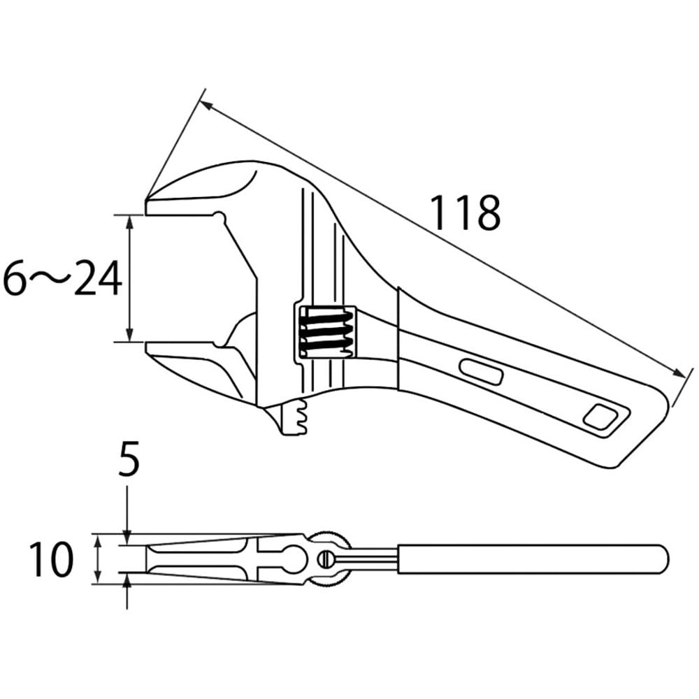 롭텍스 포켓 몽키 X그립 UM24XDS 114mm 몽키렌치 이미지 2