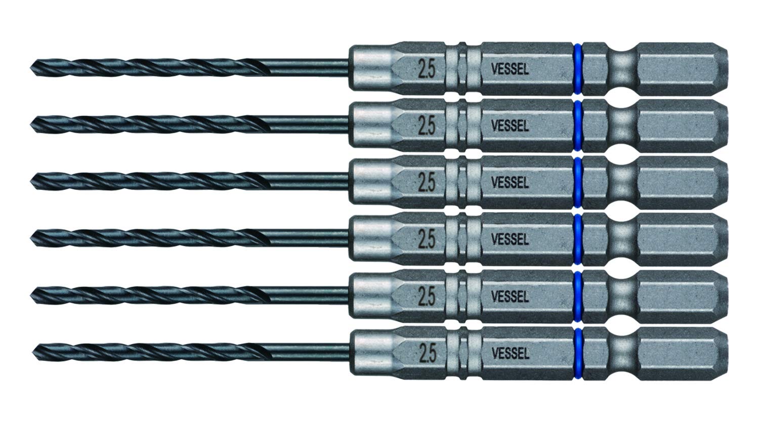 베셀 쿠션 드릴 철공용 드릴 비트 2.5mm 6개입 AMD6P-2.5 청색링 이미지 1