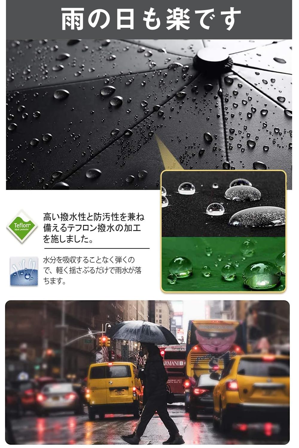 콘치와 12본살 접이식 우산 290g 초경량 반사띠 그레이 이미지 6