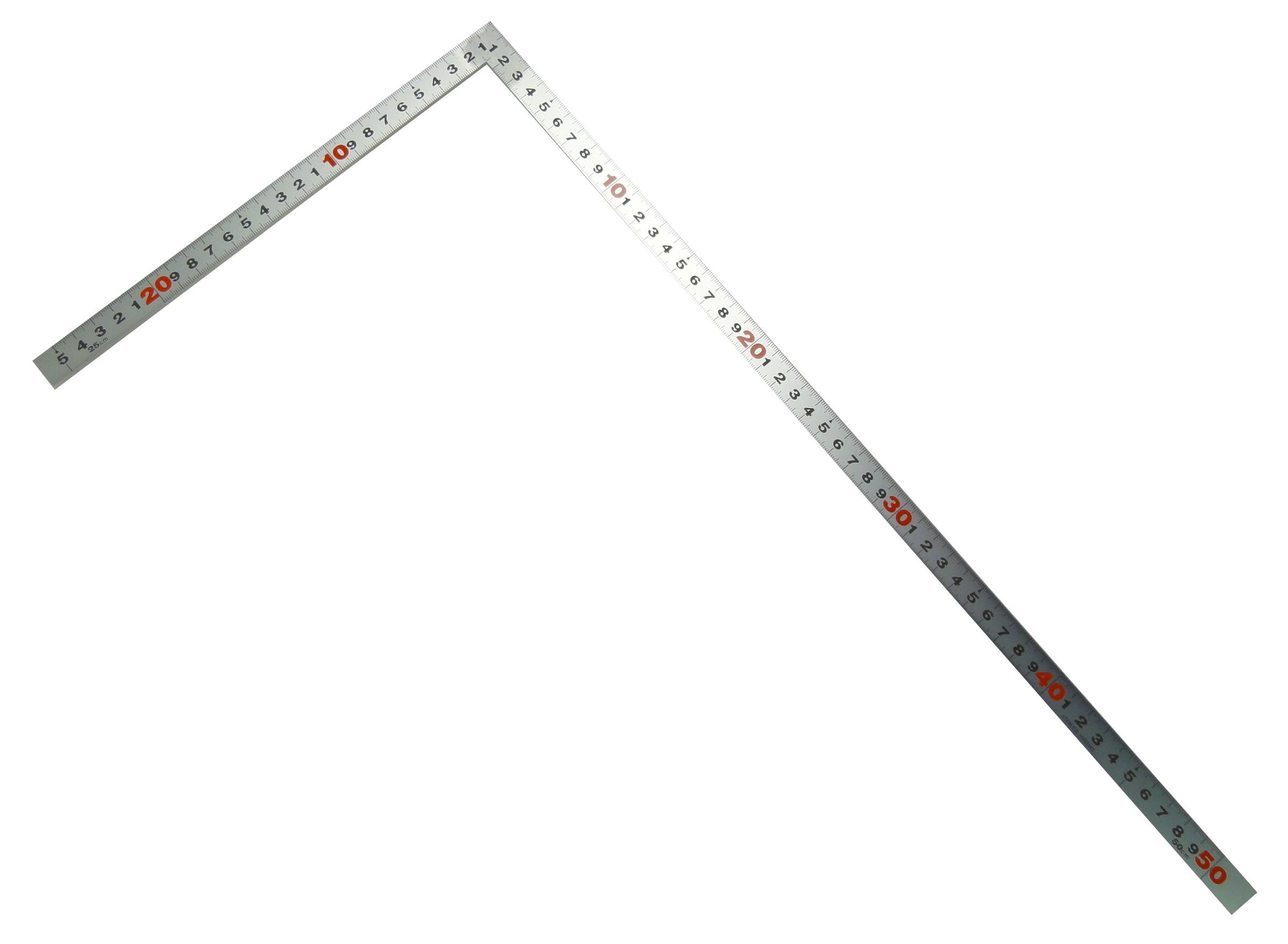 신와 히라피타 실버 50cm 직각자 10046 병용눈금 이미지 2