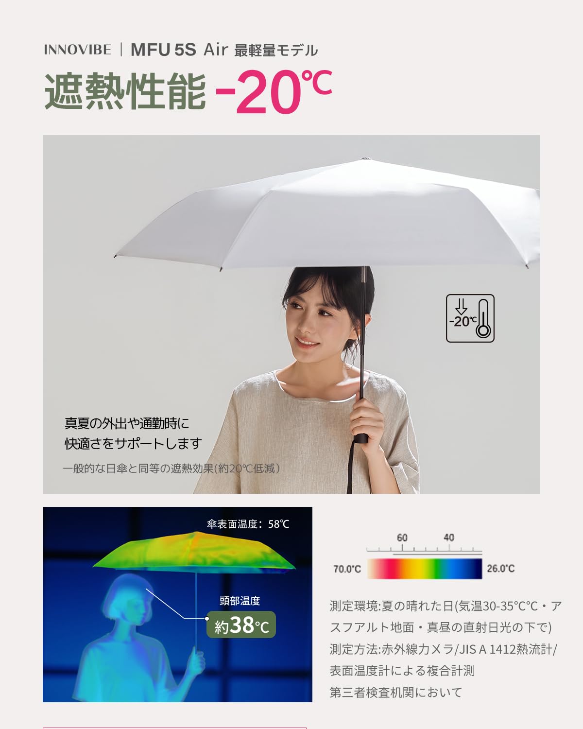 콘치와 MFU5S AIR 베이지화이트 자동 접이식 양우산 완전차광 이미지 5