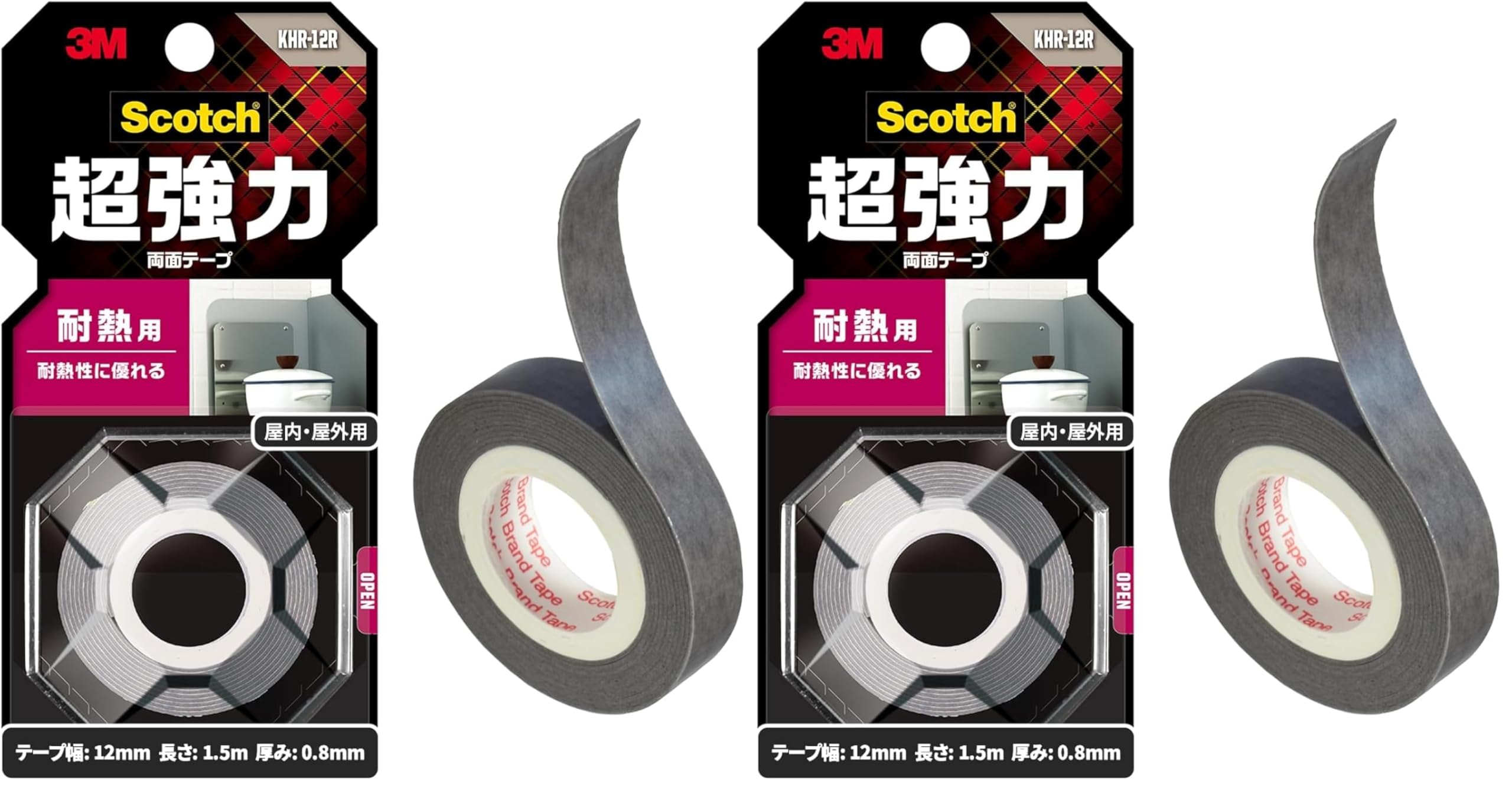 3M 스카치 내열용 양면테이프 KHR-12R 2. 내열용 폭12mm 길이1500mm 2권