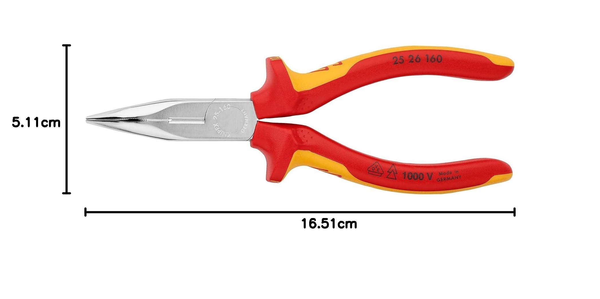 크니펙스 1000V 절연 40도 굽은 라디오 펜치 160mm 이미지 5