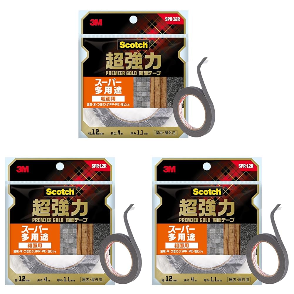 3M 스카치 프리미어골드 초강력 양면테이프 거친표면용 SPR-12R 12mm 4m 세미롱