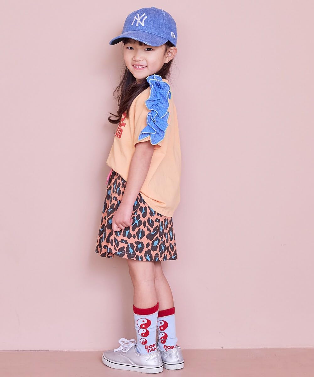 마키즈 체크 숄더 프릴 반팔 티셔츠 Ｆ９０오렌지 110 이미지 5