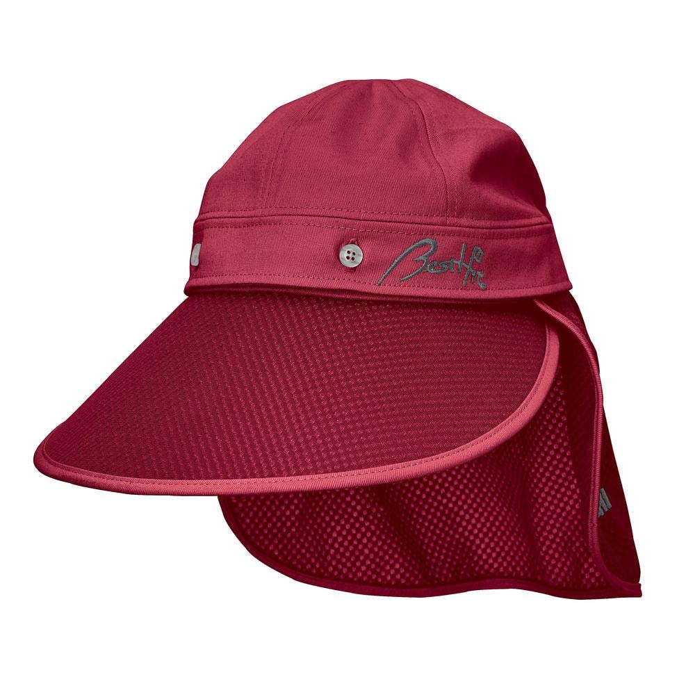 하타치 그라운드골프 여성용 햇빛가리개 모자 레드 프리사이즈 머리둘레 약 53~58cm