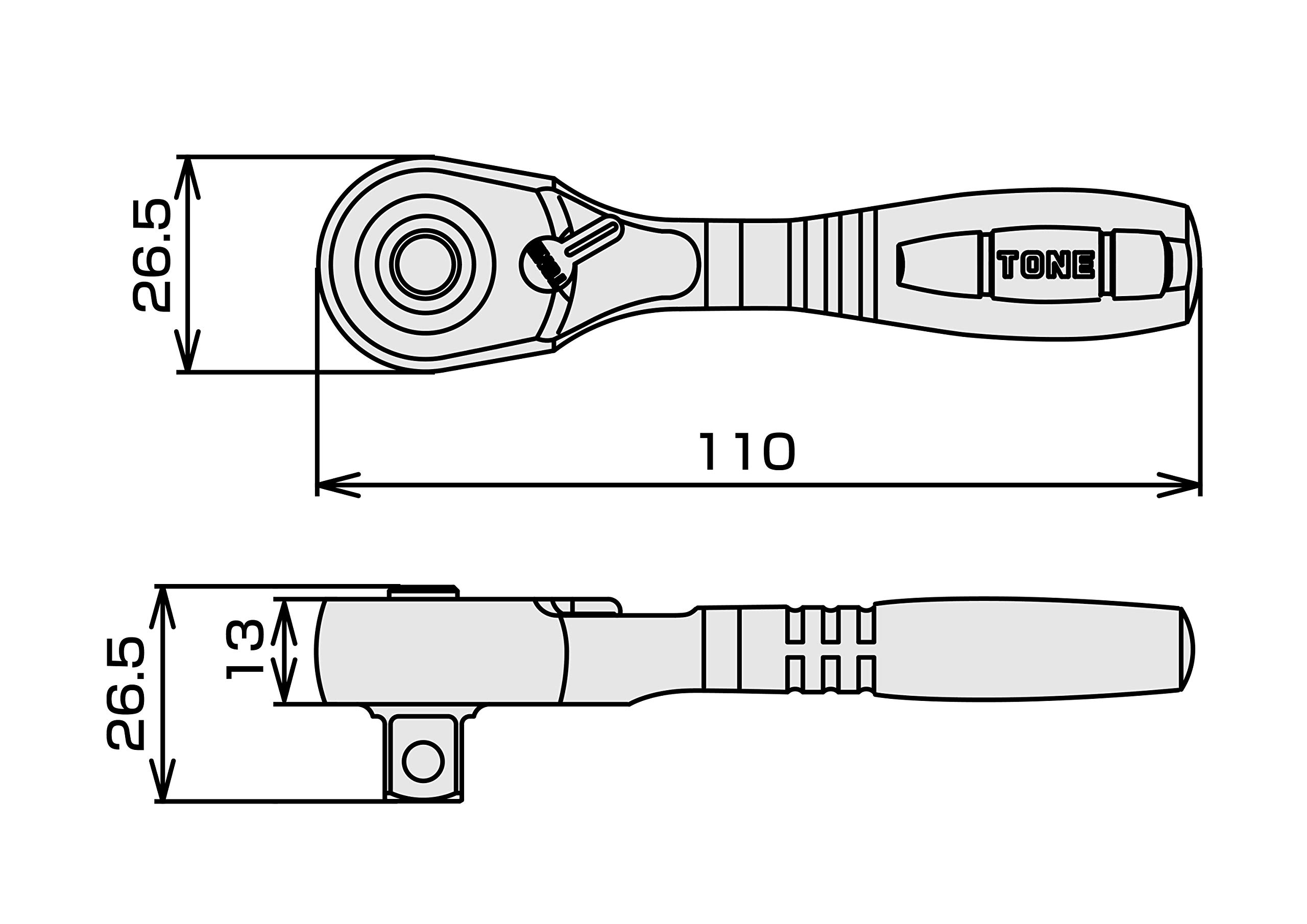 토네 숏 라쳇핸들 RH3HS 9.5mm 홀드타입 이미지 5