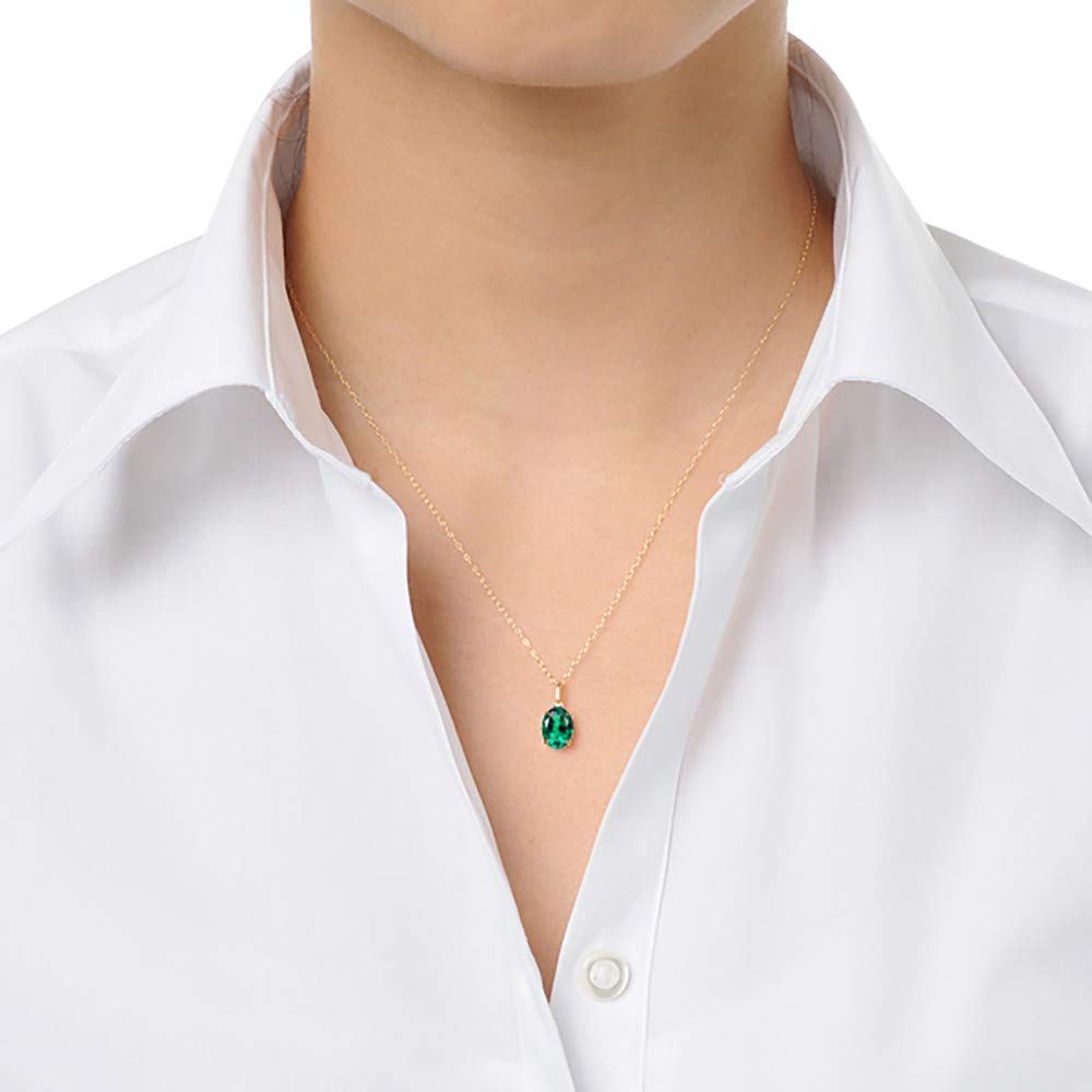 교세라 에메랄드 8x6mm 목걸이 K18 옐로우골드 5월 탄생석 이미지 4