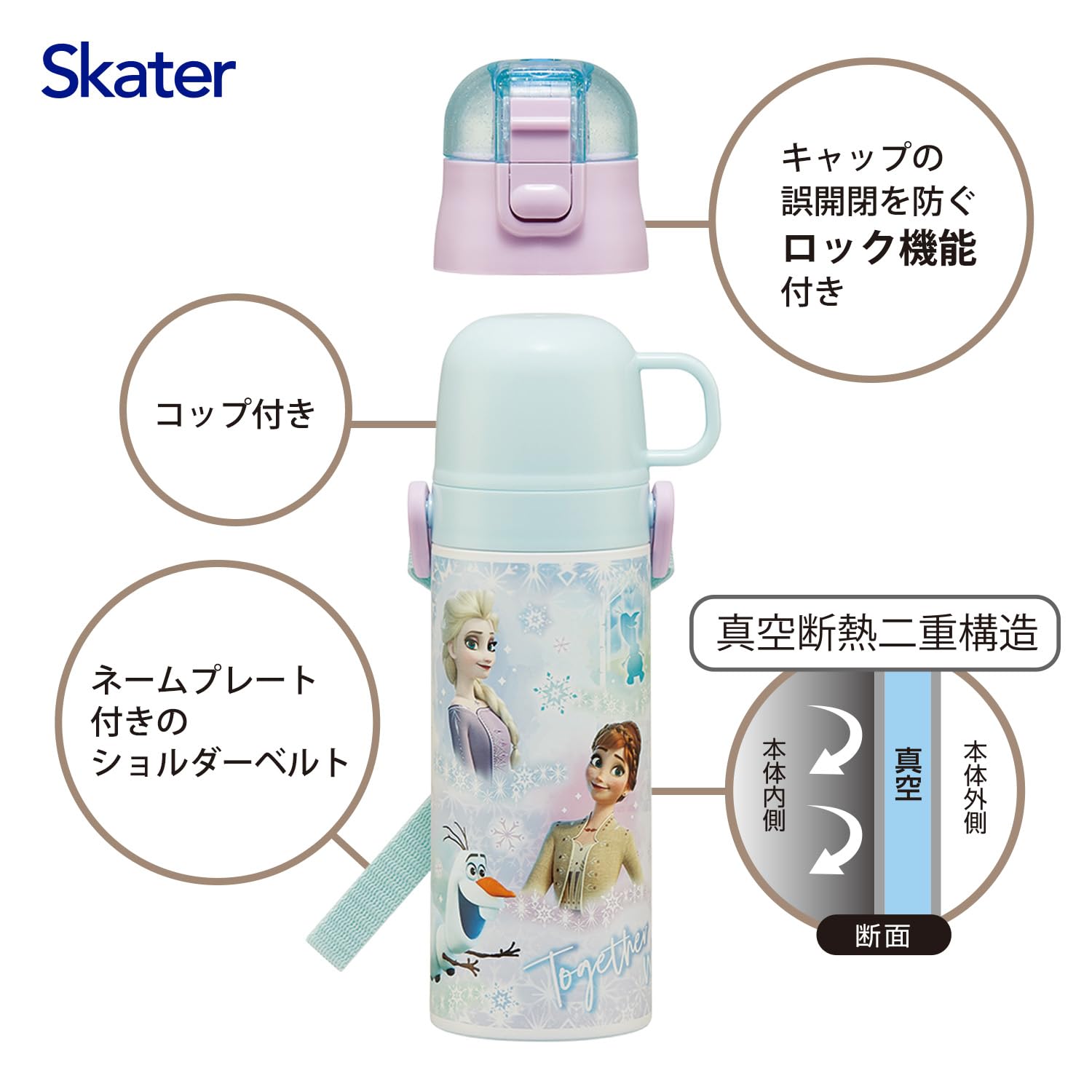 스케이터 겨울왕국 2way 470ml 아동용 물통 보온보냉 경량 이미지 10