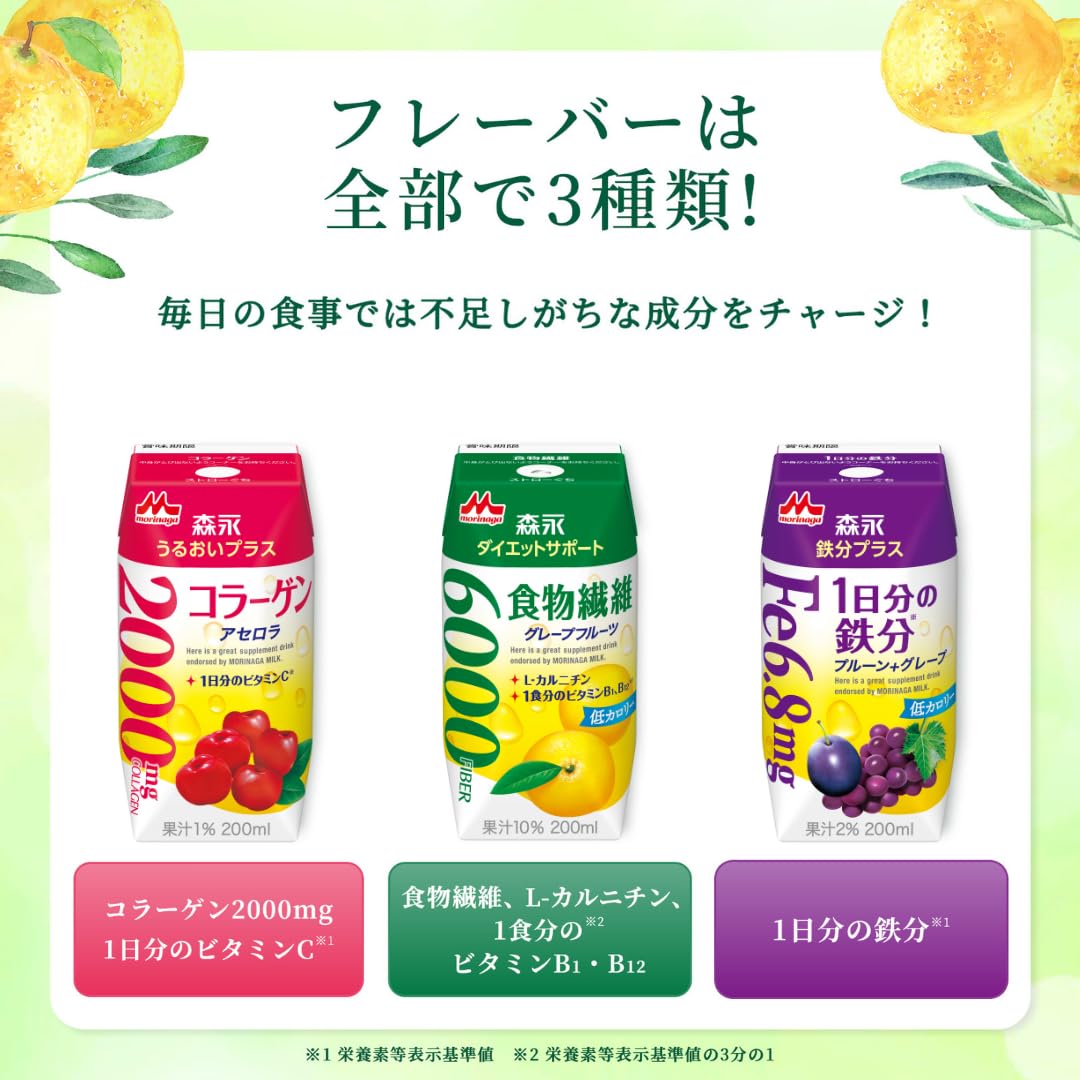 모리나가 다이어트 서포트 자몽 200ml 24팩 저칼로리 음료 식이섬유(자몽) 이미지 3