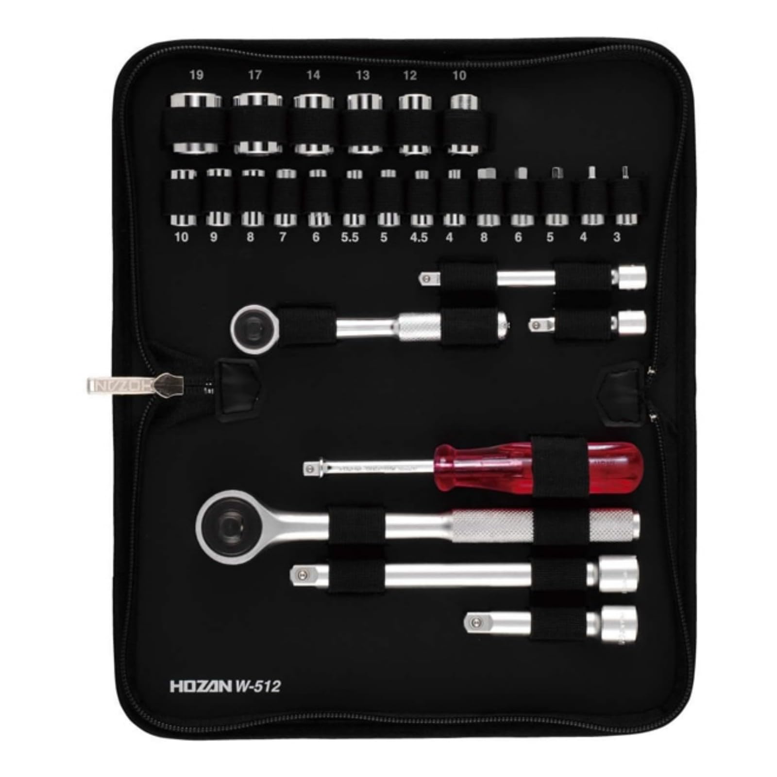 호잔 W-512 소켓 렌치 풀세트 6.3mm 9.5mm 소프트케이스 4~19mm 이미지 1