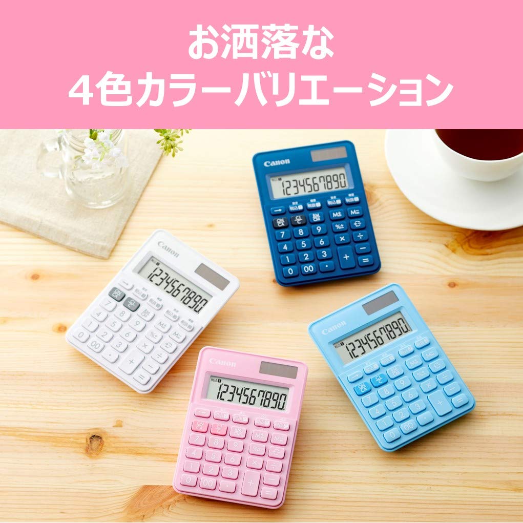 캐논 컬러풀 계산기 LS-100WT-MNB 10자리 미니 탁상용 이중세금계산기능 미드나이트 이미지 5
