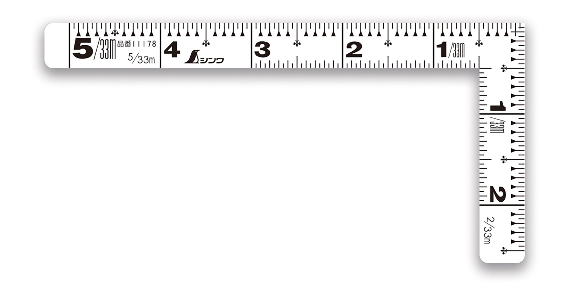 신와 히라피타 화이트 15cm 직각자 11178 병용눈금