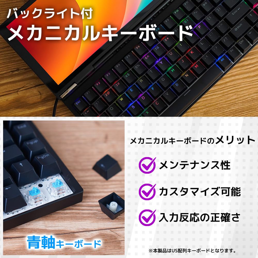 산코 THANKO 기계식 키보드 KWSD25CBK 10인치 모니터 일체형 이미지 7