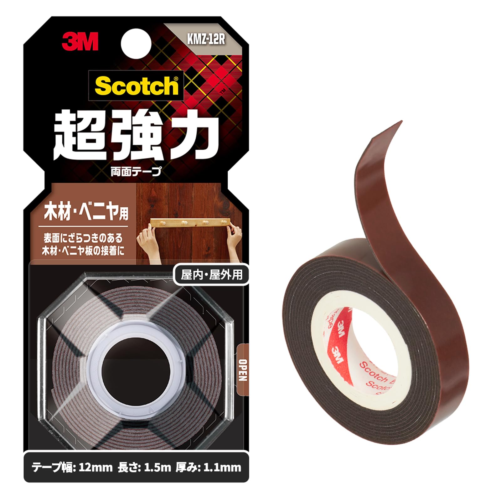 3M 스카치 목재 베니어용 양면테이프 3. 목재 베니어용 폭12mm 길이1500mm 신모델