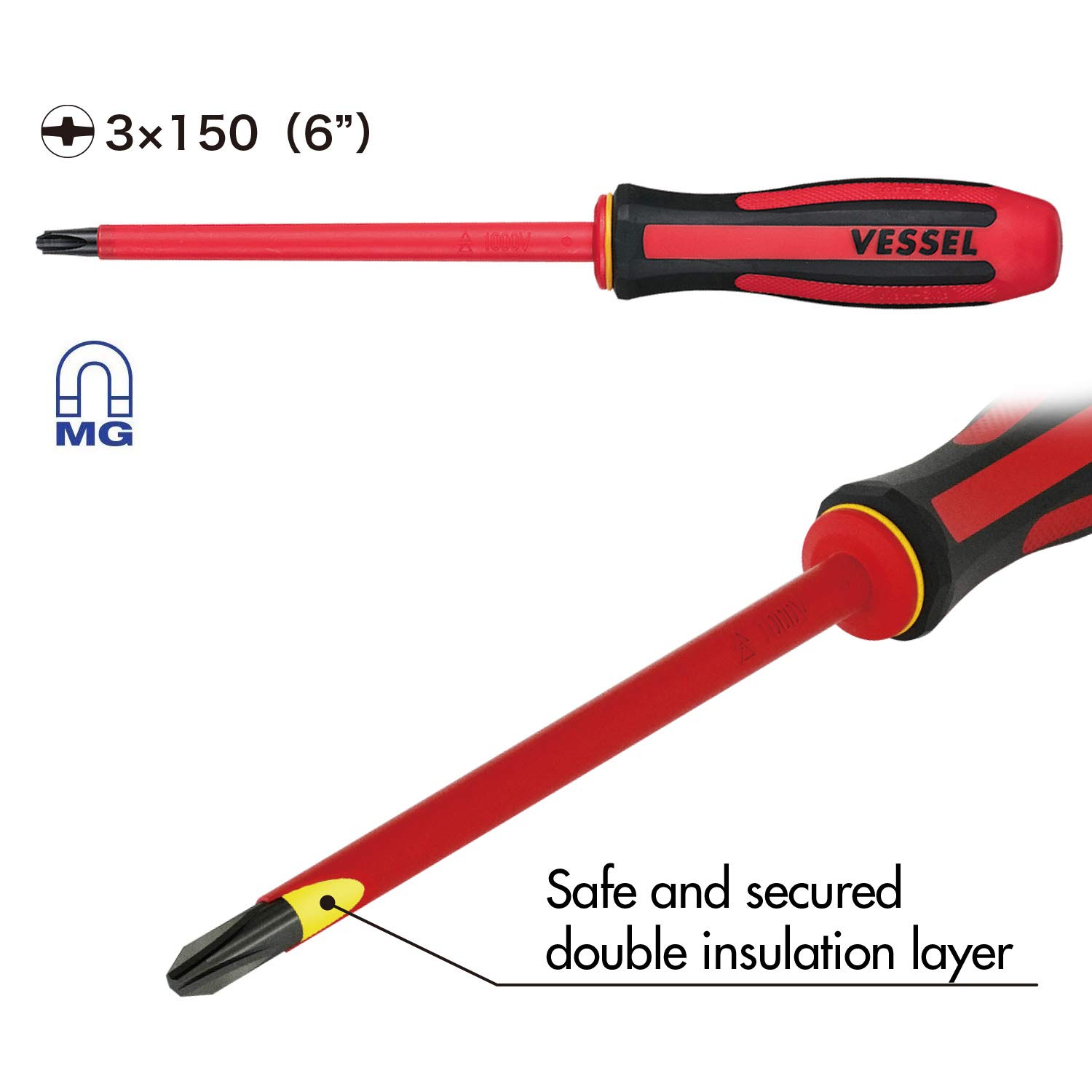 베셀 메가도라 960PS 절연 콤비 드라이버 PS3x150mm VDE인증 이미지 2