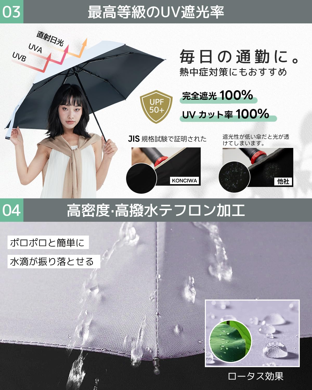 콘치와 민트 자동 양우산 199g 암막 자외선차단 이미지 4