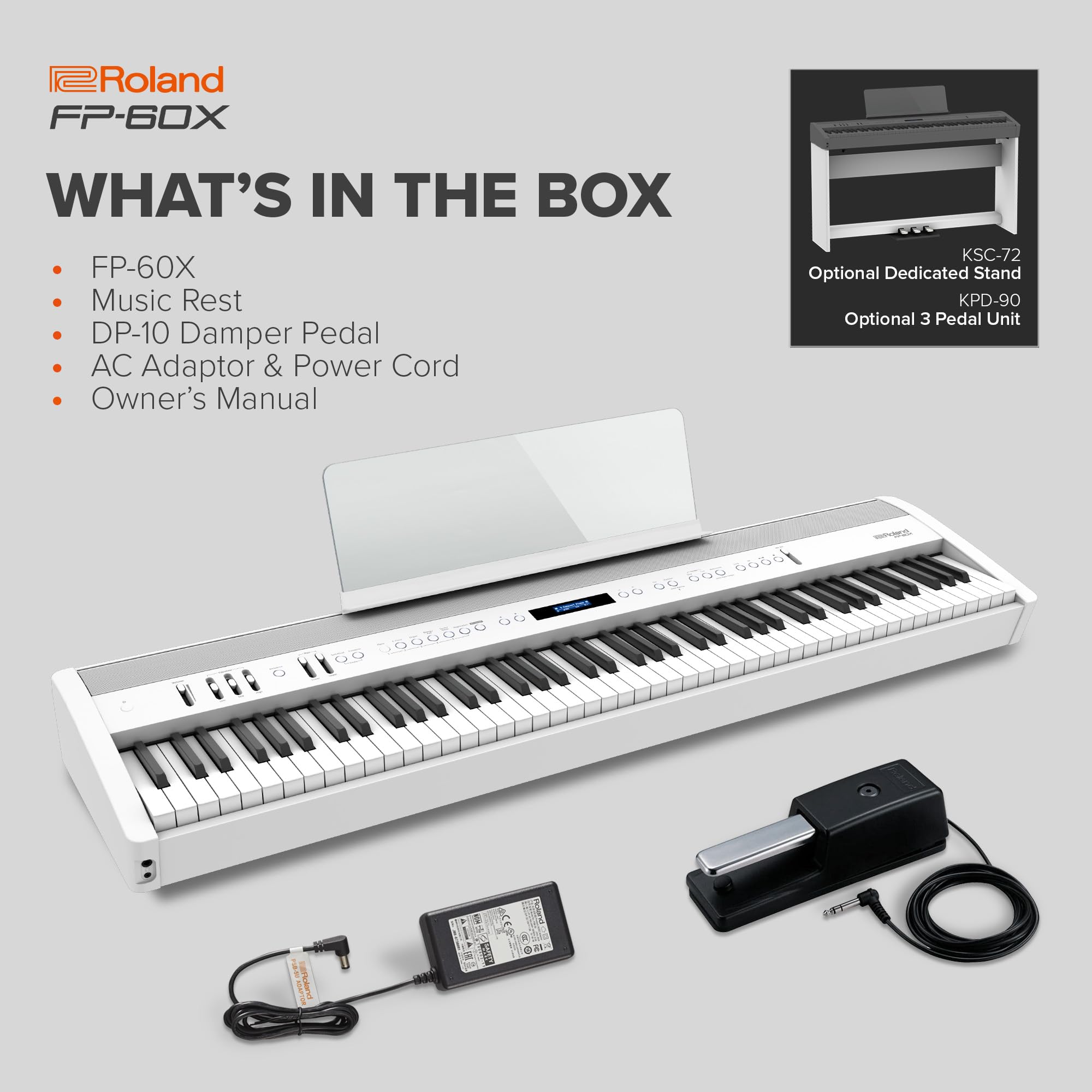 롤랜드 FP-60X-WH 화이트 포터블 디지털 피아노 이미지 6