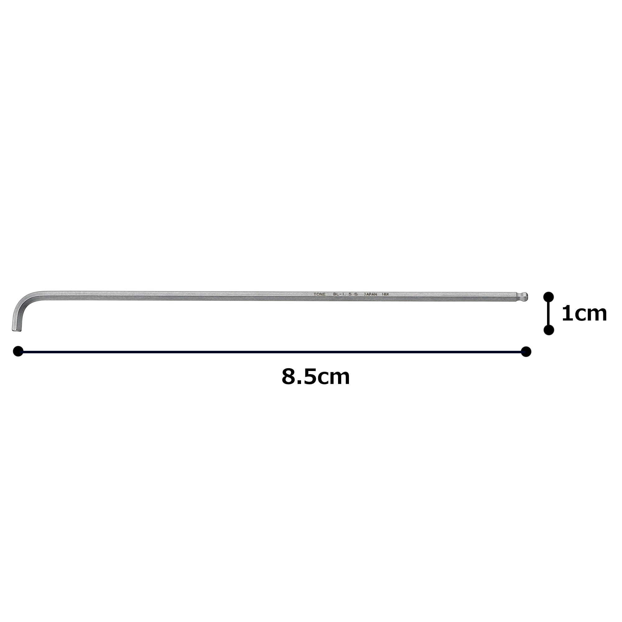토네 볼포인트 숏 롱 L형 육각렌치 BL-1.5S 1.5mm 이미지 3