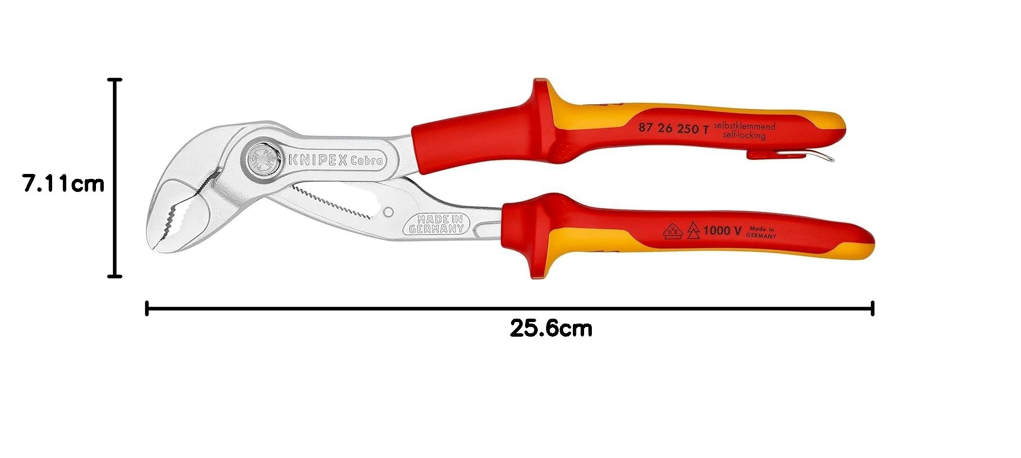 크니펙스 8726-250TBK 250mm 절연 워터펌프 플라이어 1000V 낙하방지 이미지 3