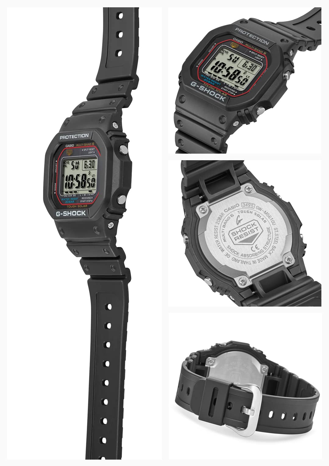 카시오 지샥 5600 스퀘어 블랙 GW-M5610U-1JF 손목시계 G-SHOCK 단품 이미지 2