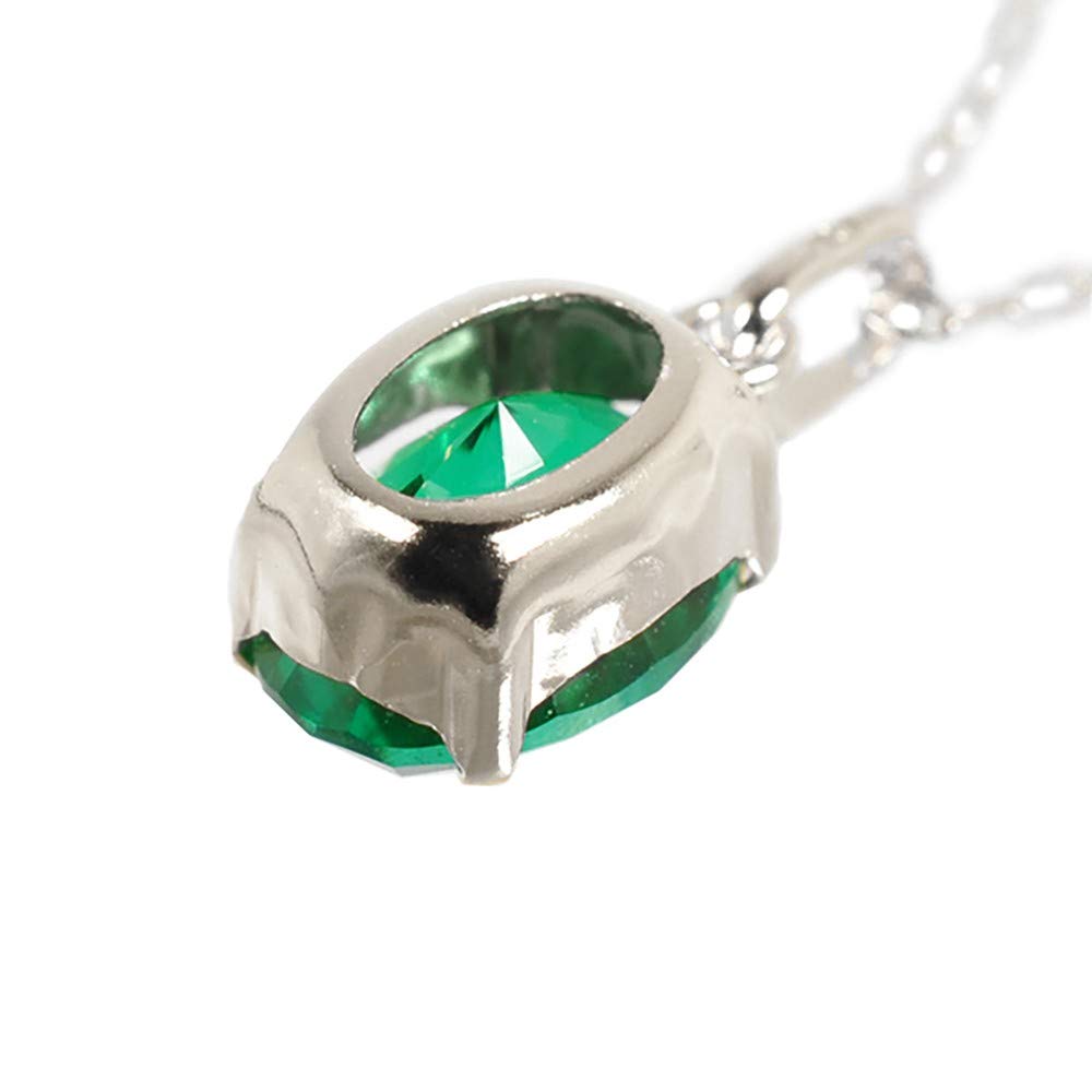 교세라 에메랄드 8x6mm 목걸이 K18 화이트골드 5월 탄생석 이미지 3