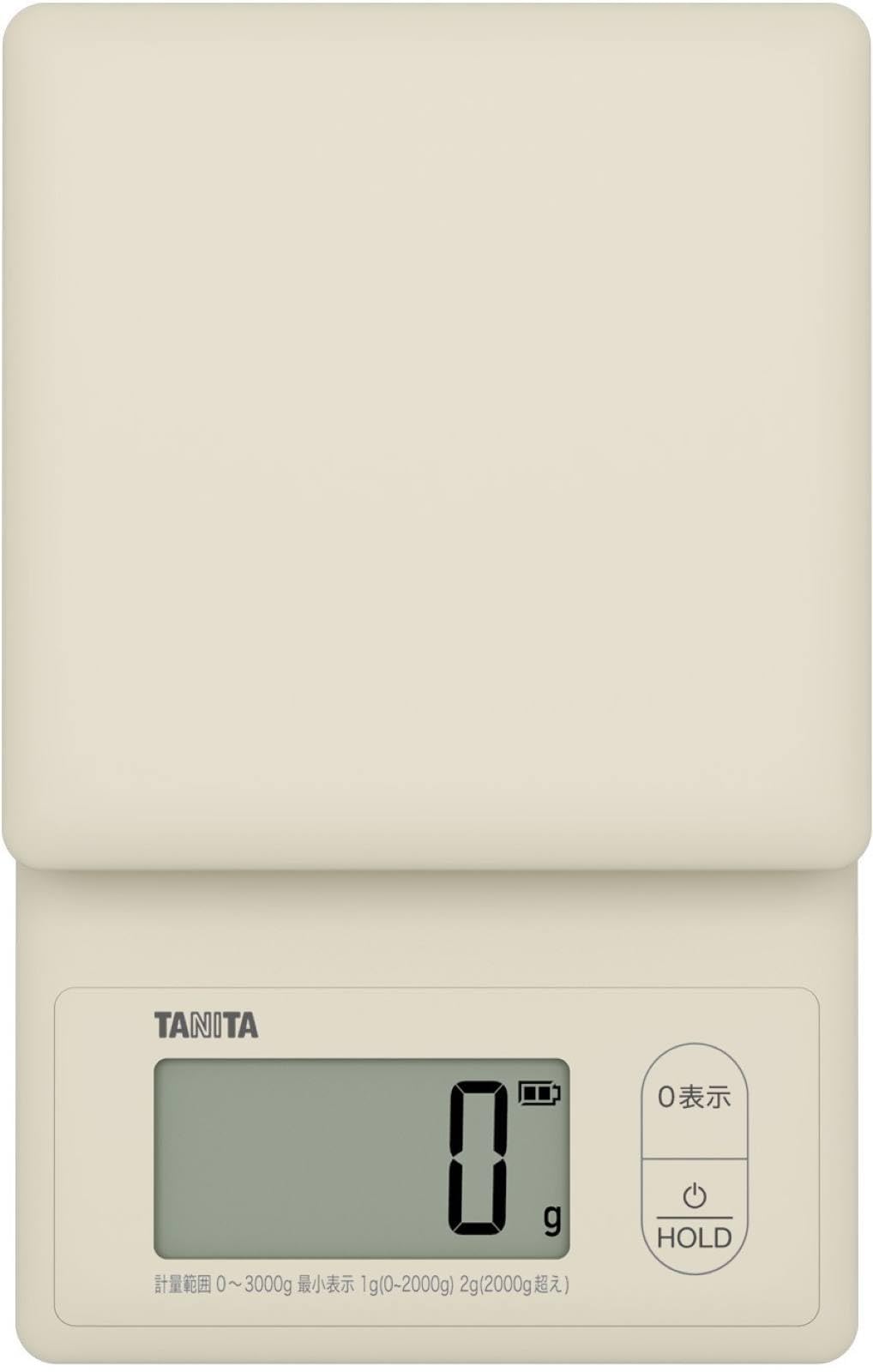 타니타 KW-2G02 베이지 3kg 방수 디지털 주방저울 1g 단위 3kg까지