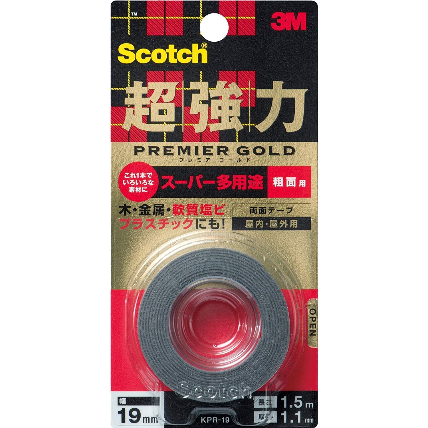 3M 스카치 프리미어골드 초강력 양면테이프 KPR-19 19mm 1.5m 거친표면용