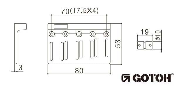 고토 201B 4현 베이스 브릿지 블랙 P201B 4B D 이미지 3