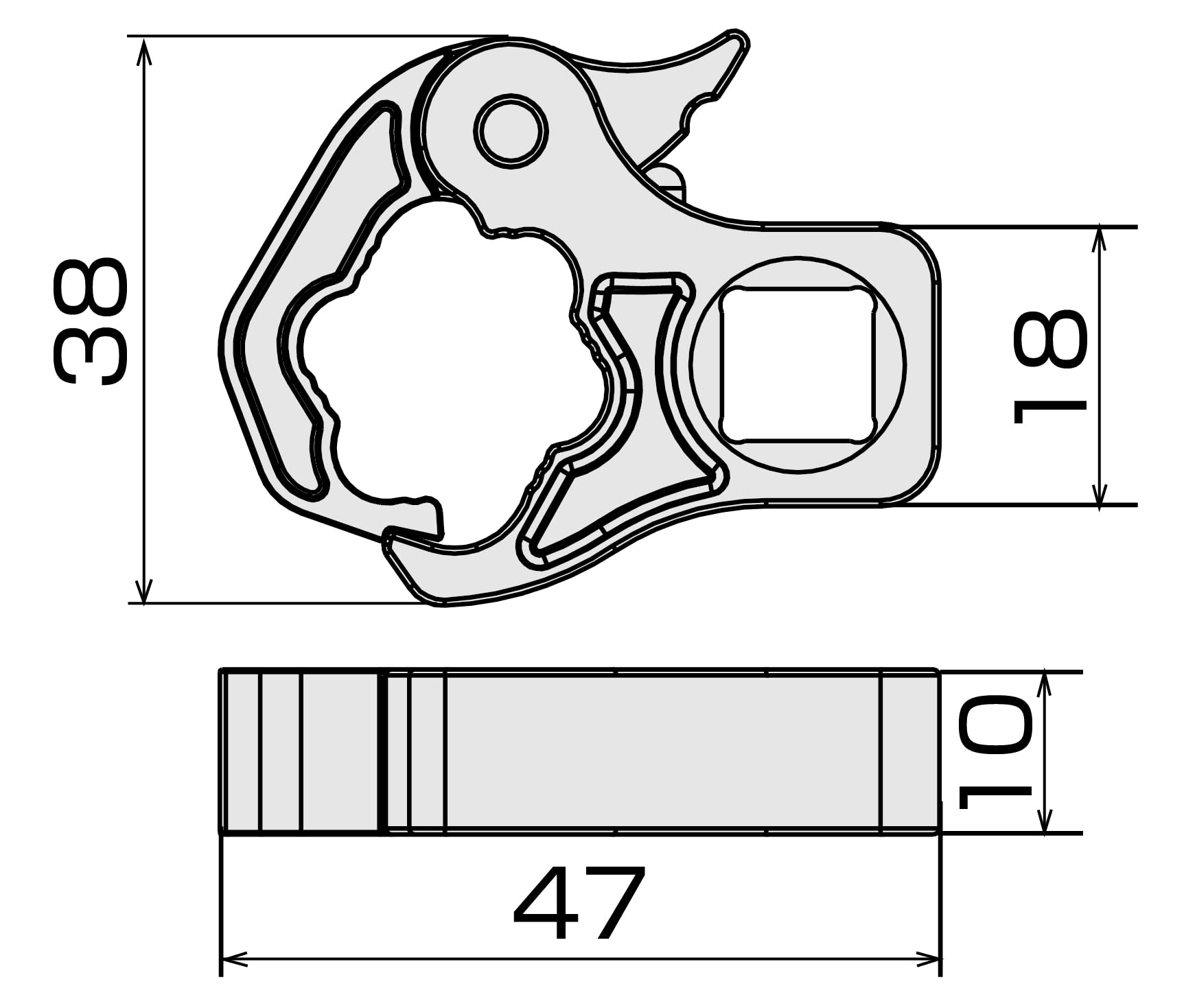 토네 HP3QCF-17 9.5mm 17mm 퀵 오픈 크로우풋 렌치 이미지 4