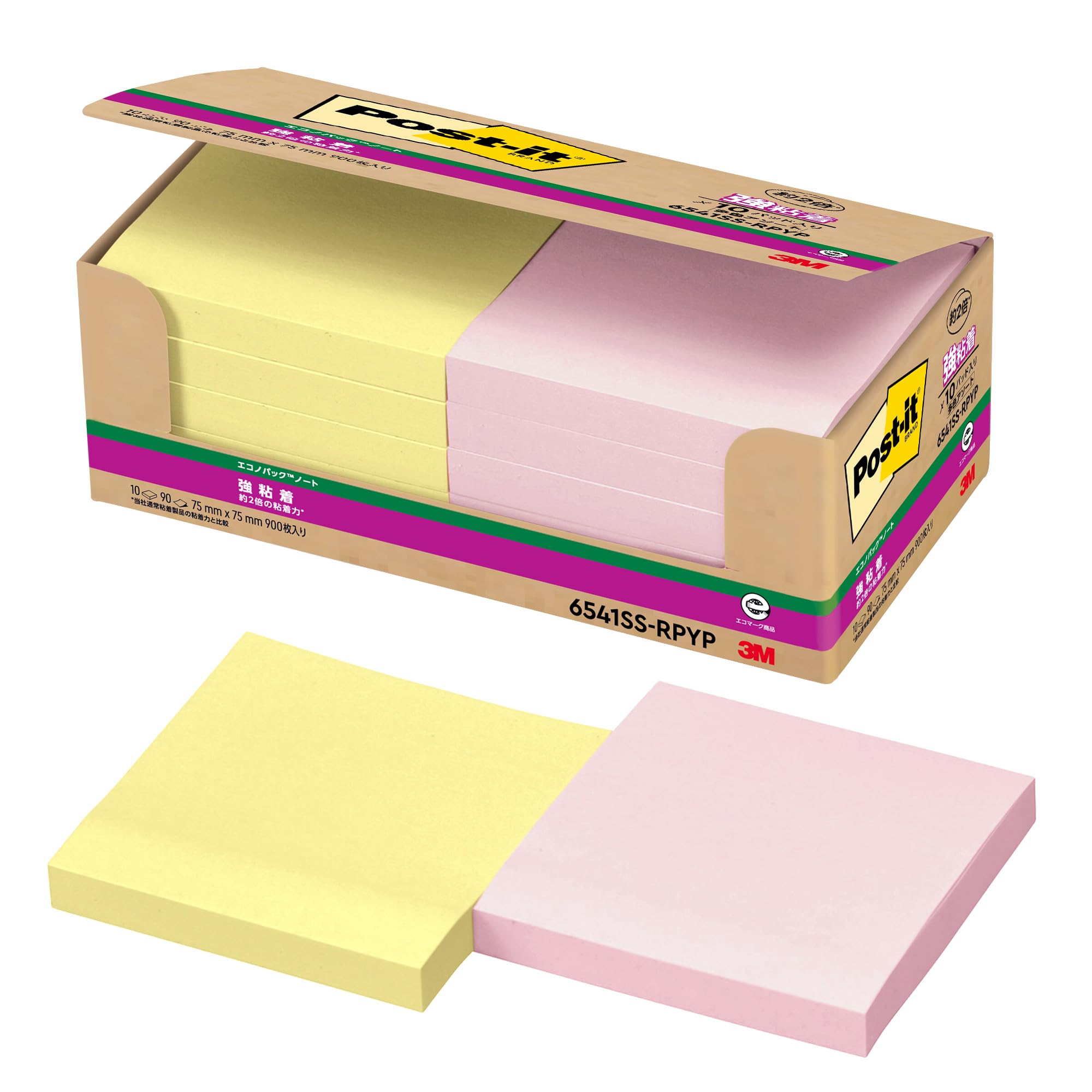 3M 포스트잇 강력점착 옐로우핑크 6541SS-RPYP 75x75mm 8. 10권 옐로우