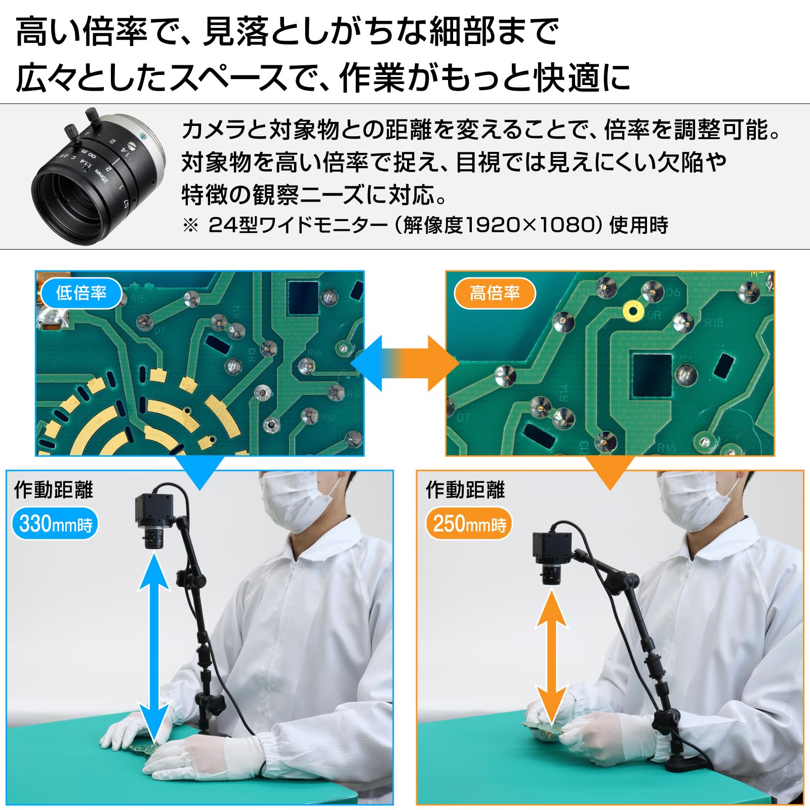 호잔 USB 연결 500만 화소 초점거리 25mm 작동거리 250mm-∞ 암 클램프 이미지 3