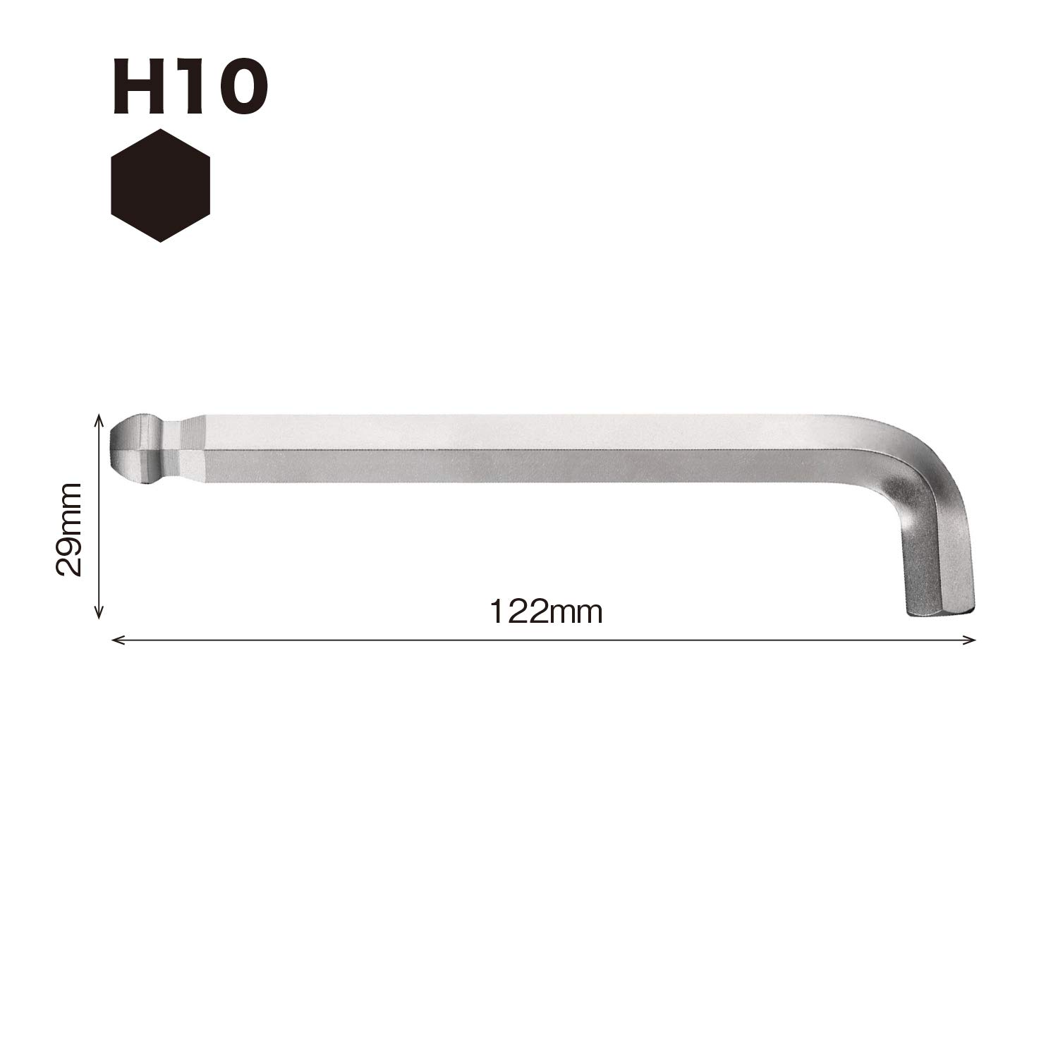 베셀 8200BP-S 10mm 볼포인트 L형 육각렌치 쇼트타입 이미지 2
