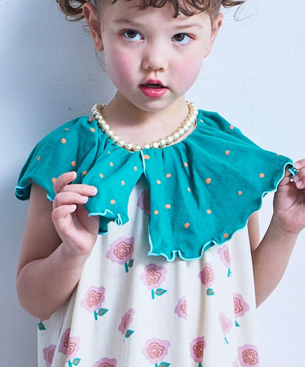 마키즈 플레어 칼라 원피스 F34 옐로우 총무늬 150 이미지 4