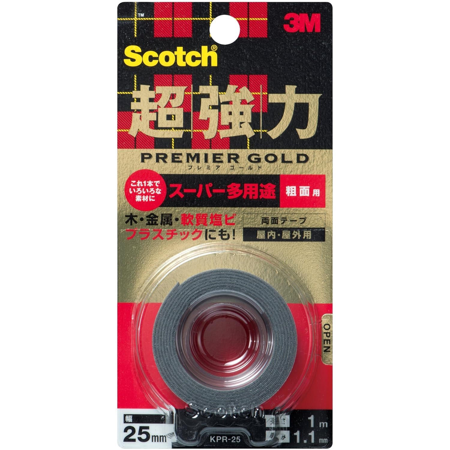 3M 스카치 프리미어골드 초강력 양면테이프 KPR-25 25mm 1m 거친표면용