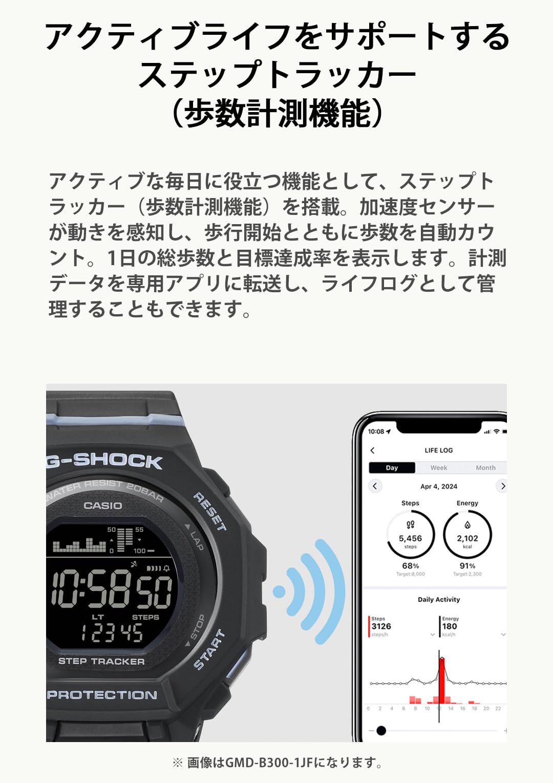 카시오 지샥 미드사이즈 코랄오렌지 GMD-B300SC-4JF 여성용 블루투스 시계 이미지 3