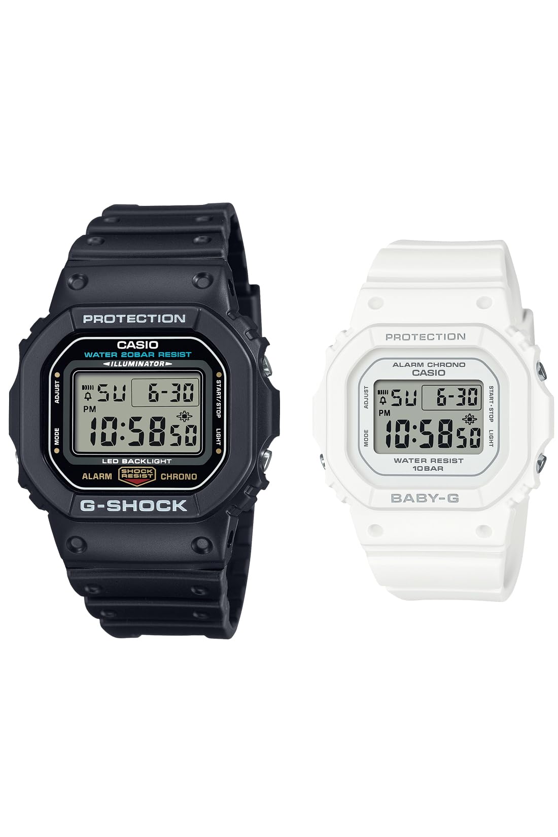 카시오 지샥 스퀘어 DW-5600UE-1JF 커플 시계 블랙 화이트 블랙 화이트