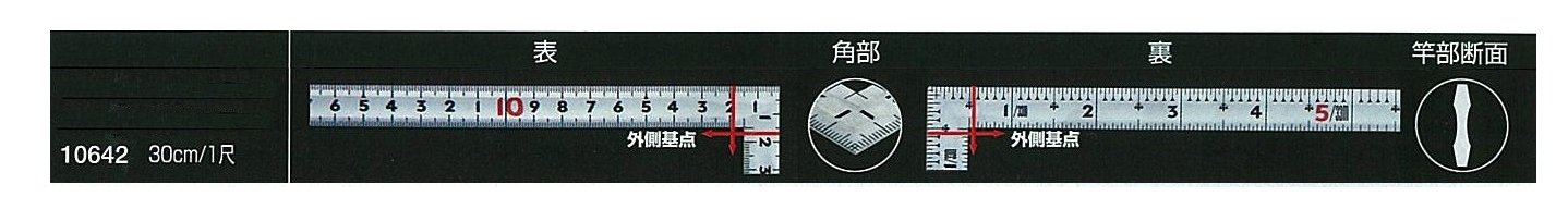신와 실버 30cm 1척 직각자 병용눈금 10642 이미지 3
