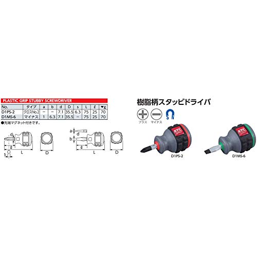 KTC 수지 핸들 D1MS6 일자 6mm 스터비 드라이버 이미지 2
