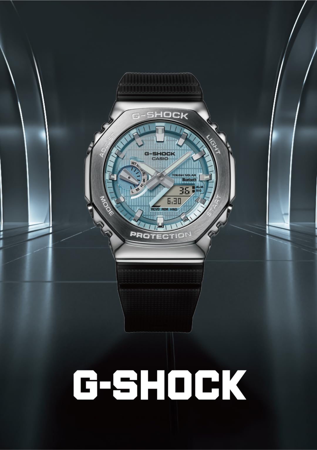카시오 지샥 메탈커버드 GBM-2100A-1A3JF 실버 그린 손목시계 실버 그린 이미지 3