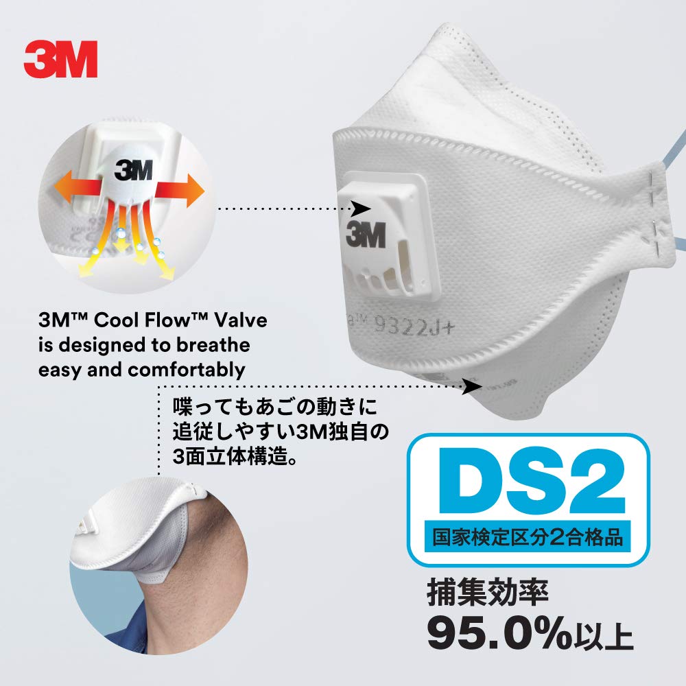 3M Aura 9322J+ DS2 방진마스크 10매 9322J DS2 T 이미지 3