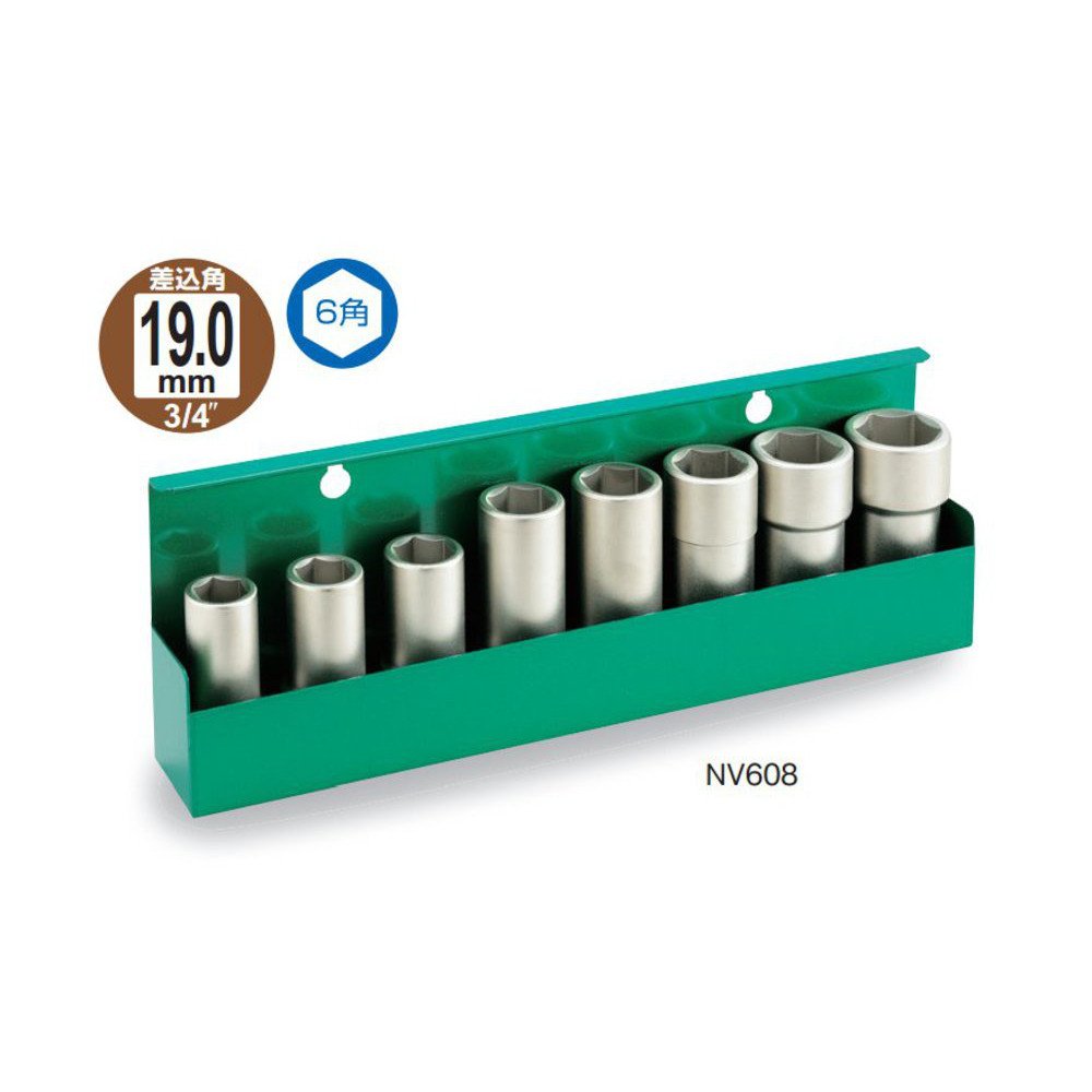 토네 임팩트 롱 소켓 세트 NV608 19.0mm 8종 그린 이미지 2
