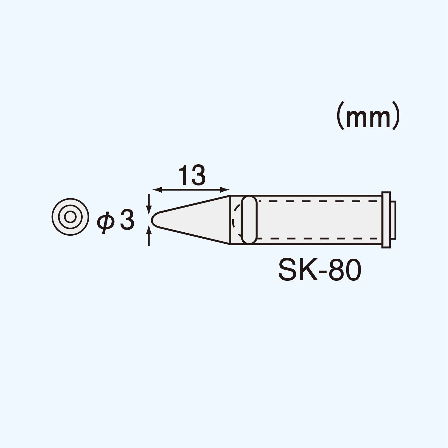 엔지니어 SK-70 시리즈 납땜 인두 팁 SK-80 팁 Φ3mm 굵은 축 이미지 2