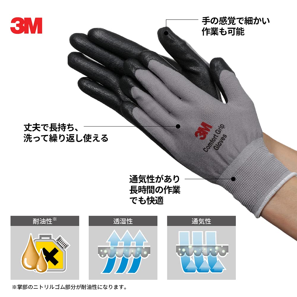 3M 컴포트 그립 그레이 작업용 장갑 그레이 L 원예용 1켤레 이미지 2