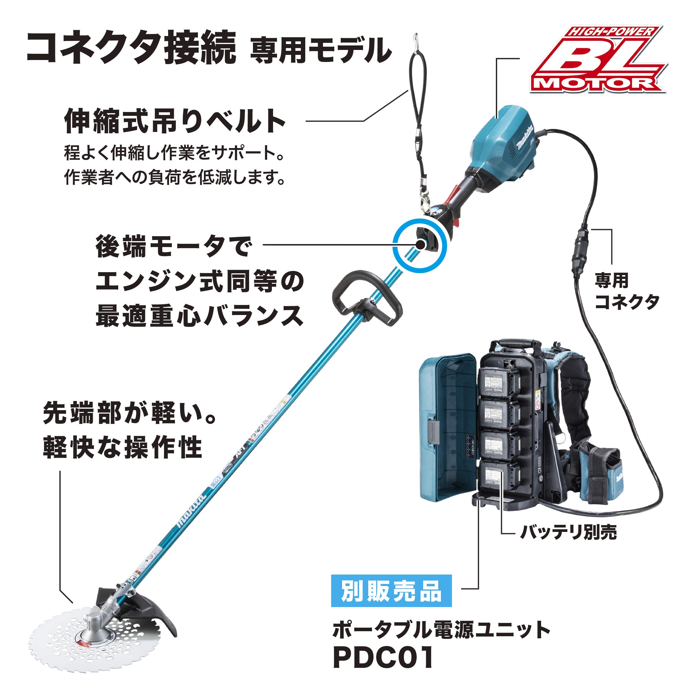 마키타 18V 충전식 예초기 MUR201CZ 255mm 본체 이미지 3