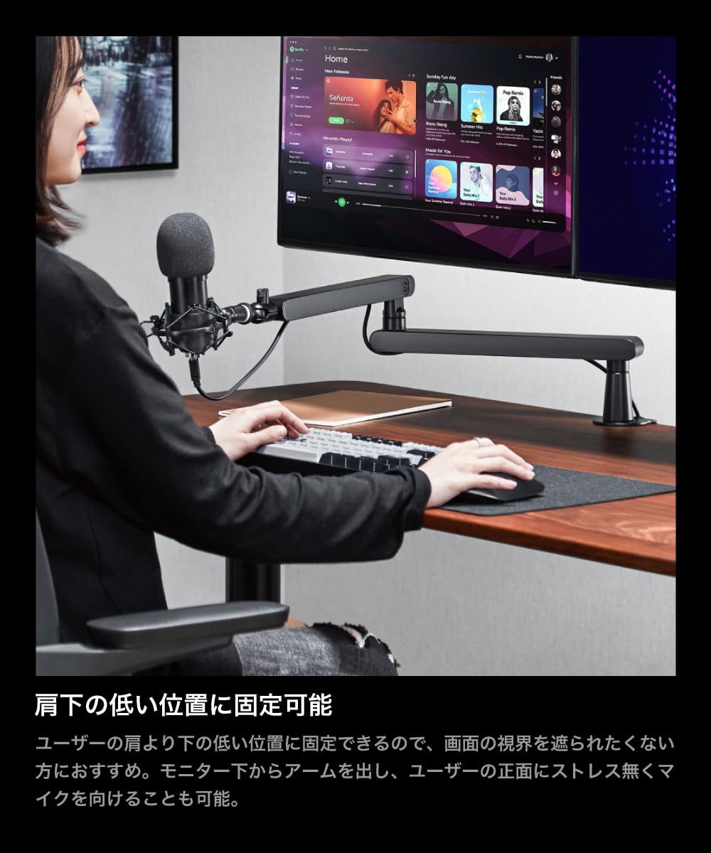 산코 THANKO PYZONE 데스크 마이크 암 MTCBTFHBK 블랙 이미지 2