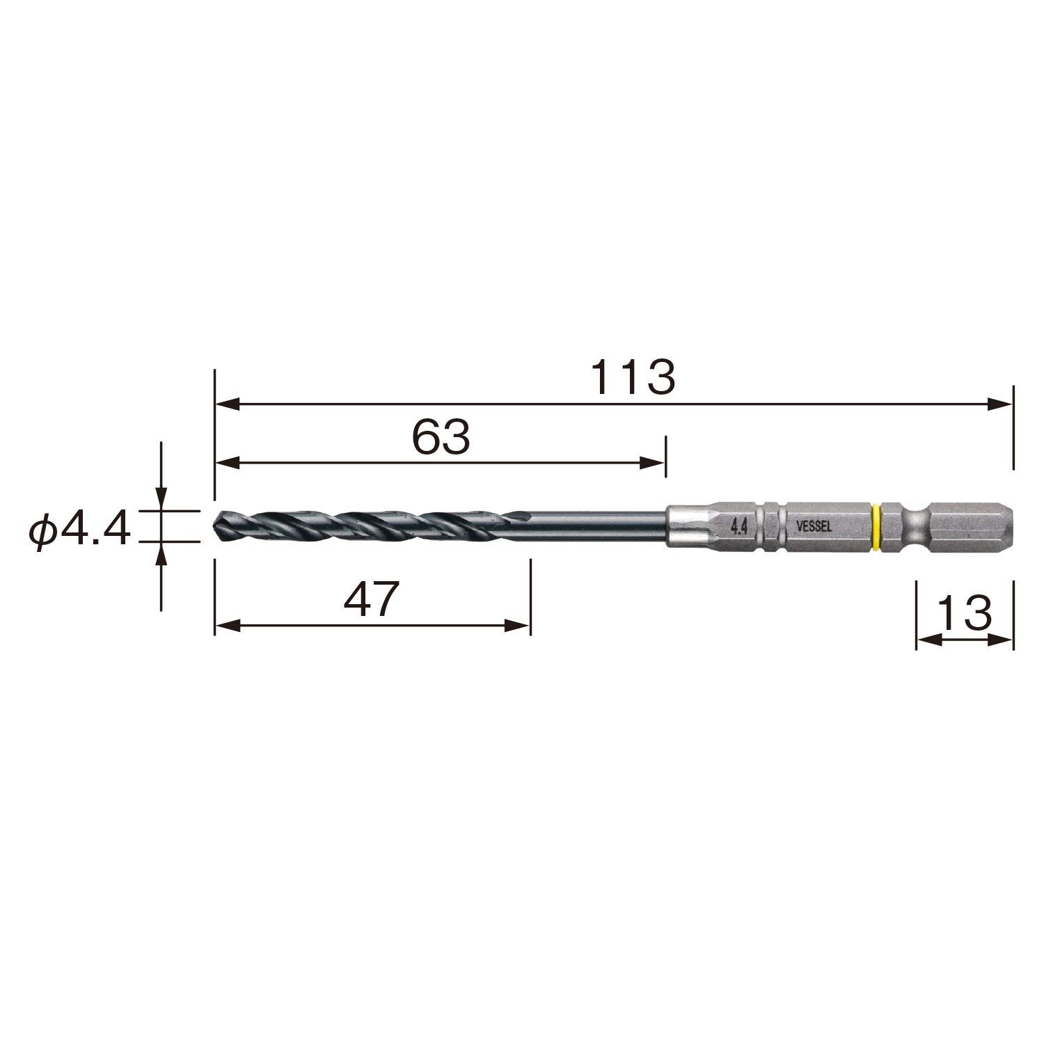 베셀 쿠션 드릴 철공용 드릴 비트 4.4mm AMD-4.4 이미지 2