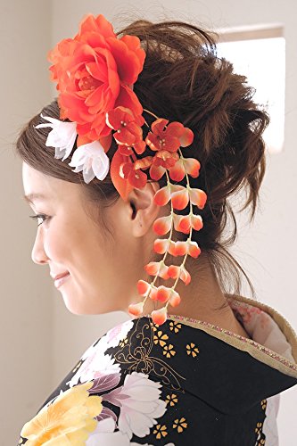 소우비엔 오렌지 장미 꽃 후지하가리 머리장식 2종 세트 오렌지 이미지 4