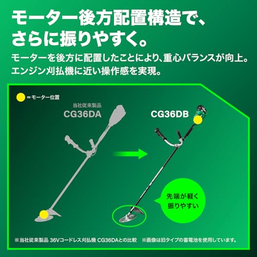 하이코키 루프핸들 CG36DB L 36V 230mm 충전예초기 배터리 충전기 포함 이미지 3